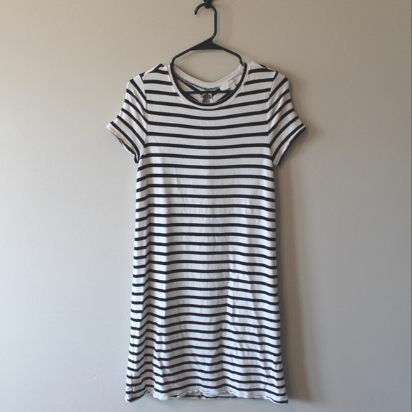 LOFT Dresses & Skirts - LOFT Black and White Striped T-Shirt Dress
